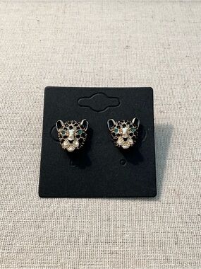 NEW CRYSTAL PANTHER EARRINGS